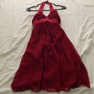 Red pleated halter dress in size 6 petites